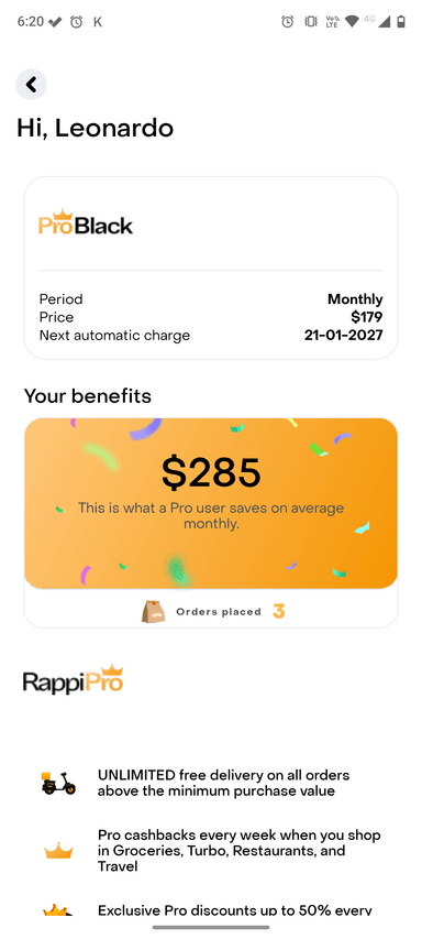 120 días rappi pro black por $24, chatGPT GO incluido | Leer descripción - Rappi