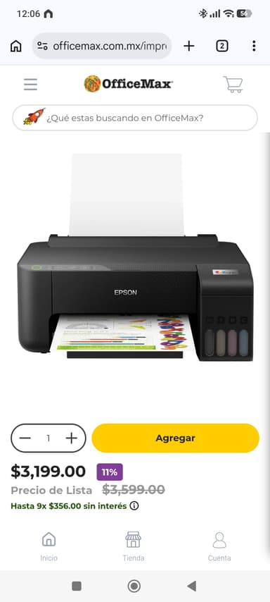 OfficeMax: Impresora Epson ecotank L1250, $2399 pagando con paypal - OfficeMax