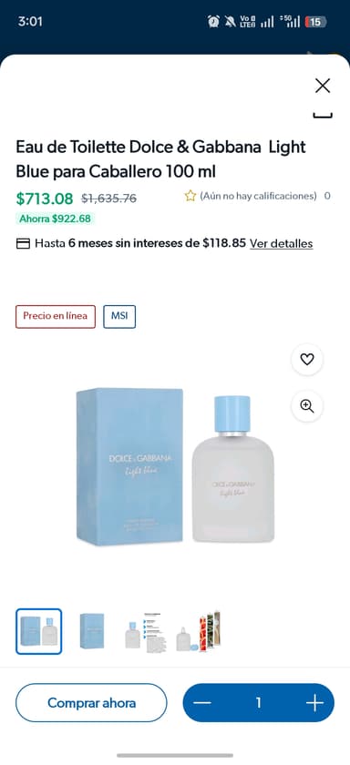 Sam's Club: Eau de Toilette Dolce & Gabbana Light Blue para Caballero 100 ml - Sam's Club