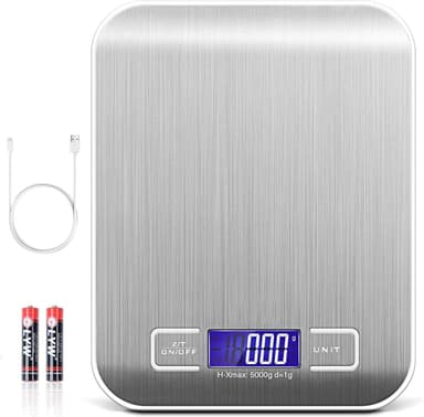 AMAZON: Báscula Cocina USB 5kg Inox 1g Tara Pantalla LCD (pilas incluidas) - Amazon
