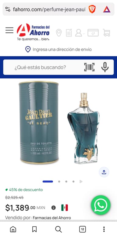 Farmacia del Ahorro: PERFUME Jean Paul Gaultier Le Beau Eau de Toilette Hombre 125 ml - Farmacias Del Ahorro