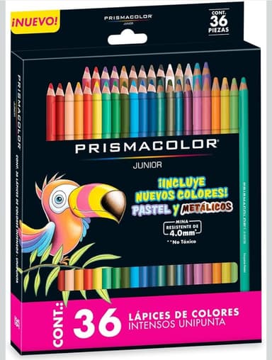 Amazon- Prismacolor - Lápices de Colores Junior, Colores Pastel y Metálicos, 36 Piezas, 4.0mm, No Tóxicos - Amazon