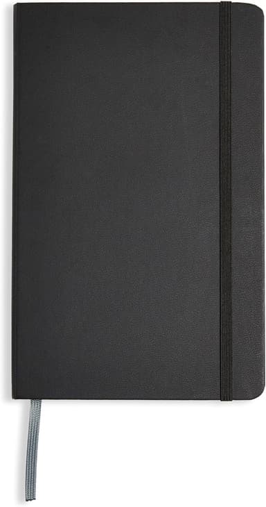 Amazon Basics - Cuaderno con forro clásico, 240 páginas, de rayas, tapa dura negra, 12.7 cm x 21 cm | Planea y Ahorra - Amazon