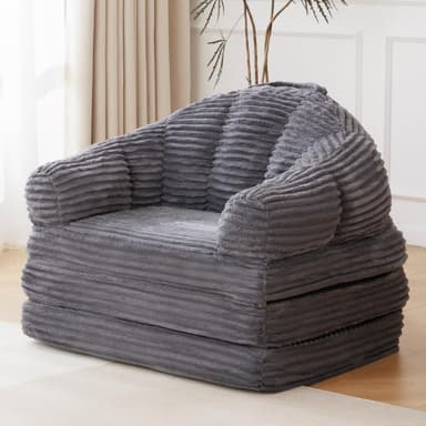 Amazon: Sofá Cama Plegable para Sala y Dormitorio, Sillón de Piso Convertible 2 en 1, Tela de Pana Suave, Base Antideslizante - Amazon