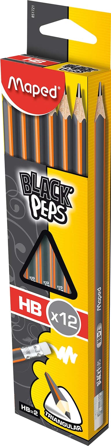 Amazon: Maped Black'Peps Lápiz de Grafito, Triangular, Mina Resistente, Gris, paquete de 12 - Amazon