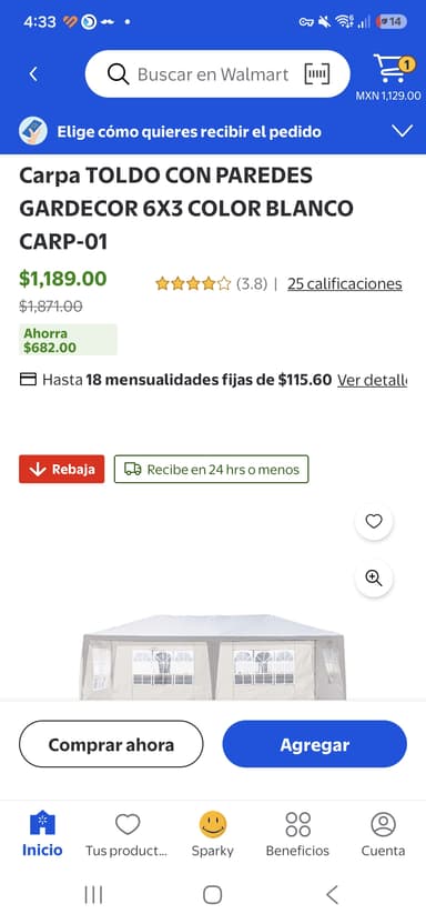 Walmart: Carpa 6x3 con paredes GARDECOR - Walmart