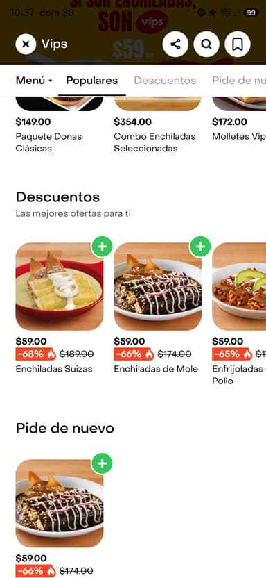 Vips por Rappi - Enchiladas a $59 - Rappi
