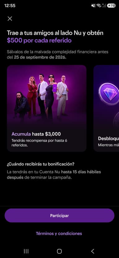 Nu - $500 por referido hasta máximo $3000.00 hasta el 25 de septiembre - NuBank
