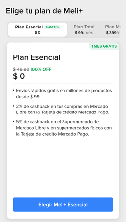 Mercado libre: Meli+ 1 Mes Gratis usuarios seleccionados..