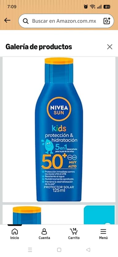 Amazon: Protector Solar Corporal NIVEA SUN Protección & Hidratación Kids FPS 50+ 125Ml, Sin Fragancia - Amazon