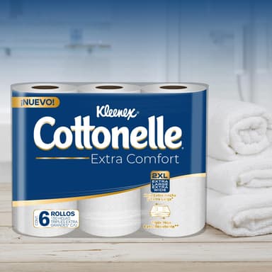 AMAZON: Kleenex Cottonelle, Extra Comfort, Papel Higiénico, Paquete de 6 rollos con 150 hojas triples 2XL ( Comprando 5 piezas, precio c/u) - Amazon