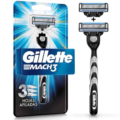 Amazon: GILLETTE Mach3, Rastrillo para Afeitar Reutilizable, 1 Mango + 2 Cartuchos │$81 comprando 5 ó $75 comprando 10│con Planea y Ahorra│ - Amazon
