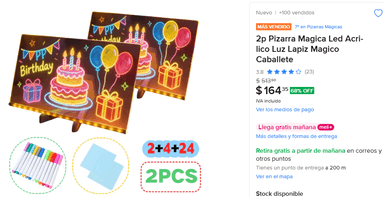 Mercado Libre - 2 piezas de Pizarra Magica Led Acrilico Luz Lapiz Magico 30cm X 20cm - Mercado Libre