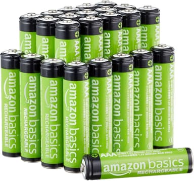 Amazon Basics - Paquete de 24 pilas recargables de alto rendimiento AAA NiMH, 800 mAh, recargables hasta 1000 veces, precargadas - Amazon