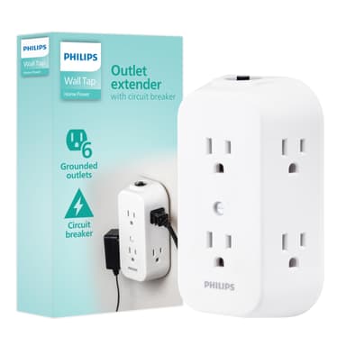 Amazon: Philips Multicontacto De Pared 6 Salidas Accesos Laterales E Interruptor De Voltaje Reseteable Conexión A Tierra 1pz - Amazon