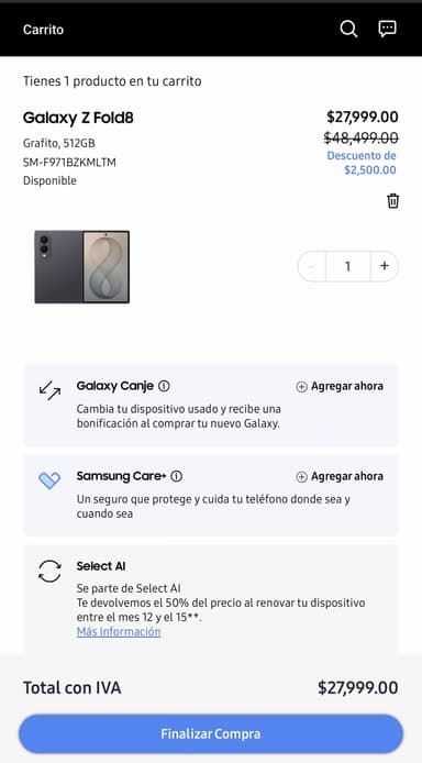 Samsung Store, Galaxy Z Fold 8, sin cupones - Samsung Store