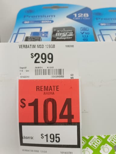 Bodega Aurrera: Micro SD 128 gb Verbatim - Bodega Aurrera