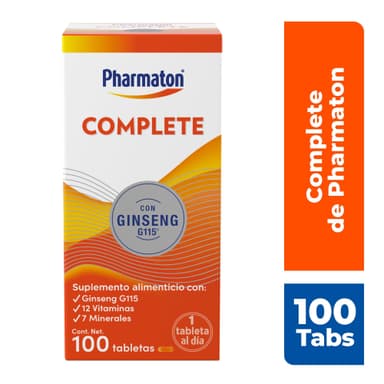 AMAZON: Pharmaton Complete suplemento alimenticio, Gingsen G115+ vitaminas, 100tabs (Planea y Ahorra) - Amazon