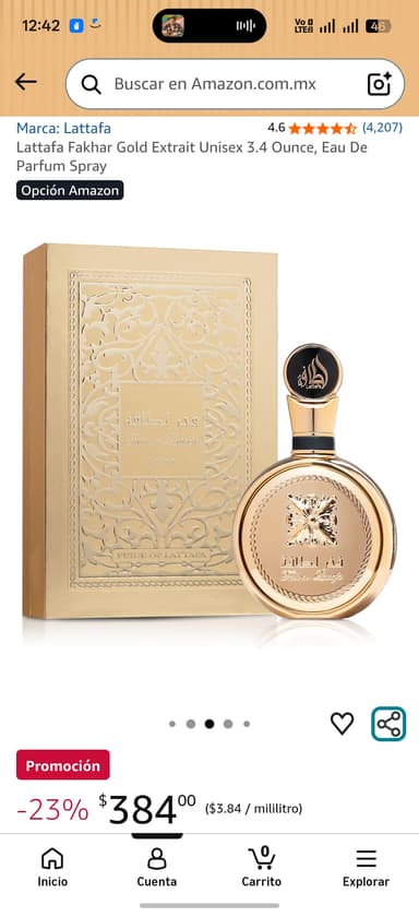 Amazon - Perfume Lattafa Fakhar Gold Extrait Unisex 3.4 - Amazon