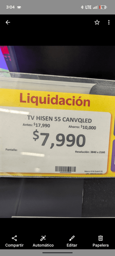 Walmart: Pantalla Hisense CanvasTV S7 55'' - Walmart