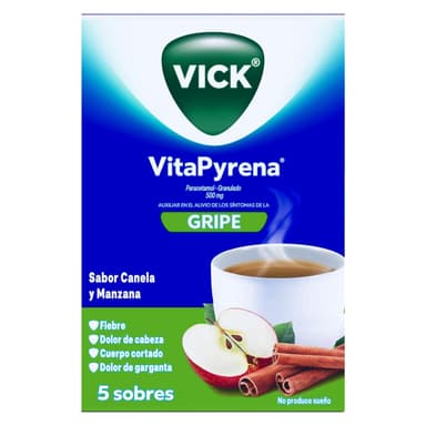 Amazon: Vick Antigripal Vitapyrena Paracetamol, Canela y Manzana, Caja de 5 Sobres - Amazon