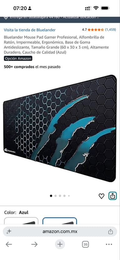 Amazon: Mouse Pad Gamer Profesional, Alfombrilla de Ratón, Impermeable, Ergonómico, Base de Goma Antideslizante AZUL (60 x 30 x 3 cm) - Amazon