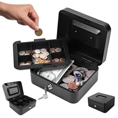 Amazon: Caja fuerte acero inoxidable con dos compartimentos y dos llaves - Amazon