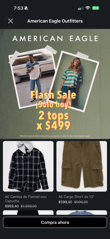 American Eagle: 2 tops x $499 - American Eagle