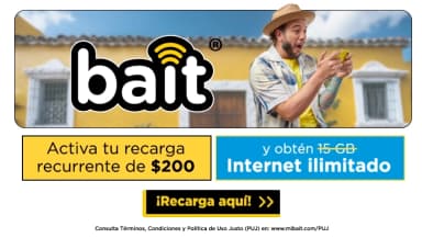 Bait, recarga recurrente con internet ilimitado - BAIT