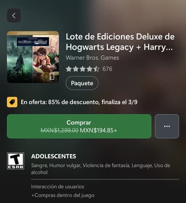 Xbox: 85% OF Hogwarts Legacy + Campeones de Quidditch Xbox Series/One - Xbox