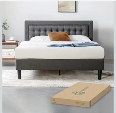 Amazon | Base de Cama con Caberecera Tapizada Queen | - Amazon