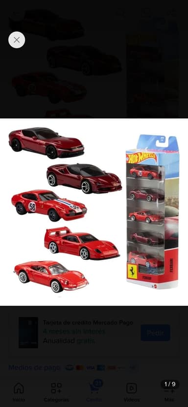 Mercado libre Hot Wheels Ferrari 5 pack - Mercado Libre