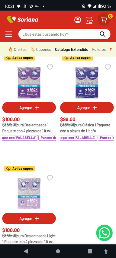 Soriana leche Alpura en distintas variedades 4l - Soriana