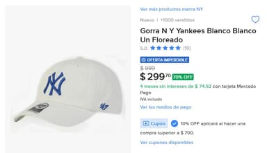 Mercado Libre: Gorra N Y Yankees Blanco Blanco Un Floreado - Mercado Libre
