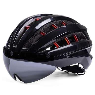 Amazon: FINYQBET Casco para Bicicleta MTB Ajustable para Adultos Gafas Magnéticas Integradas, Ajuste Giratorio - Amazon