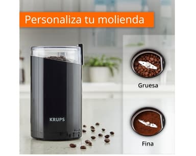 AMAZON Krups Molino Eléctrico de Café y Especias F2034251 Cuchillas de acero inoxidable, molienda rápida en 10 segundos, capacidad 12 tazas - Amazon