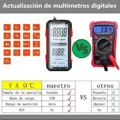 Mercado Libre: Multímetro Digital Voltimetro Digital Amperimetro Xiudeen 899c Recargable Profesional Con Pantalla Lcd A Color,luz Led - Mercado Libre