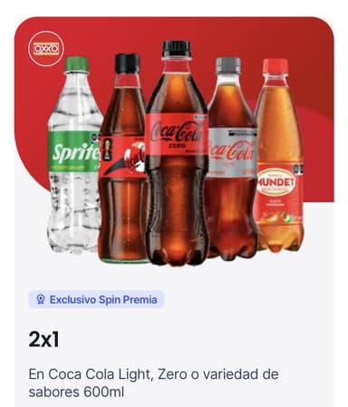 Ofertas Spin app Oxxo 2*1 Coca Cola Zero o Light | Pringles | Takis | Clamato - Spin By OXXO