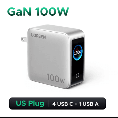 Aliexpress: Cargador UGREEN 100W GaN con Pantalla Inteligente (en la sección de monedas) - AliExpress