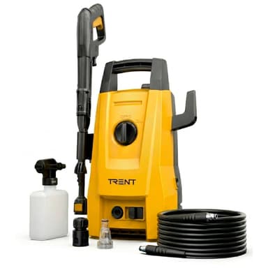 Amazon: TRENT Hidrolavadora de Alta Presión 1200W 1600 PSI, Manguera de 3 m, Cable de 5 m, AutoStop, Lanza Ajustable y Botella de Detergente - Amazon