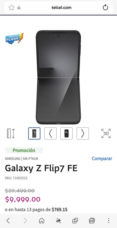 Telcel: Samsung Galaxy Z Flip7 FE linea y tienda física (por si no alcanzan) de 20,499 a 9,999 - Telcel