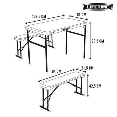 Walmart: Mesa De Picnic De 1.06m Con 2 Bancas Lifetime - Walmart