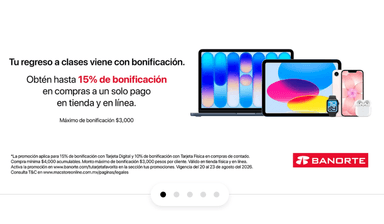 MacStore: 15% de bonificación pagando con Banorte digital a un plazo - MacStore