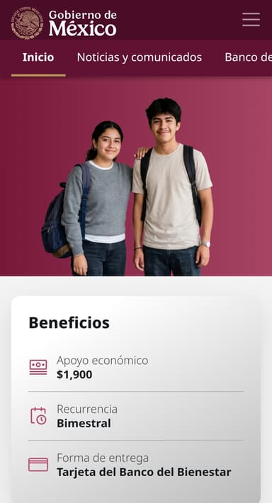 Beca Universal de Educación Media Superior Benito Juárez ||| Bachillerato público México ||| Apoyo $1900 bimestral