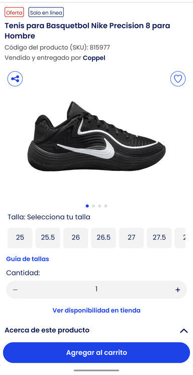 Coppel: Tenis para basquetbol, Nike presicion 8 negros en varias tallas - Coppel