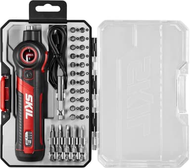 Amazon: SKIL Destornillador recargable de 4 V con cabezal pivotante, cable de carga USB-C, juego de brocas de 28 PC y funda de transporte - Amazon