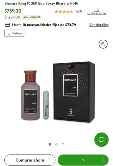 Bodega Aurrera: Bharara King 100MI Edp Spray Bharara H616 - Bodega Aurrera