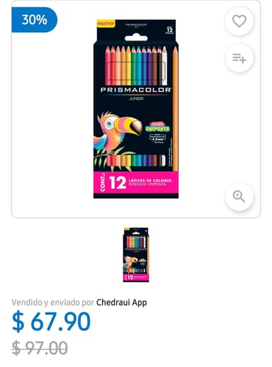 Chedraui: $67 ||| Prismacolor unipunta 12 colores - Chedraui