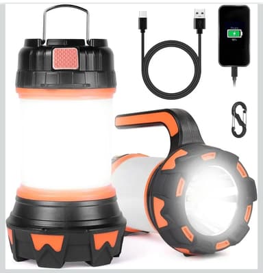 Amazon - Linterna de Cámping Recargable, 6 Modos de Luces de Trabajo, Impermeable, para Acampar Cortes de Energía Emergencia Opción Amazon - Amazon