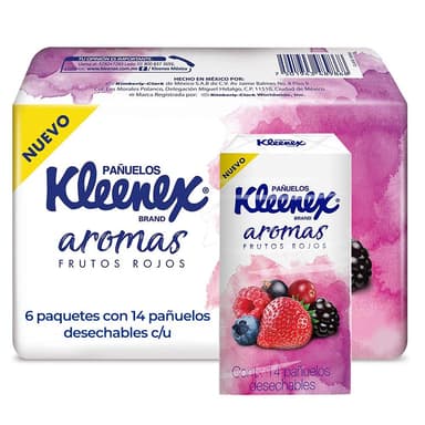 AMAZON: Kleenex Pañuelos Faciales Aromas, 6 Sellapacks Con 14 Piezas De Doble Hoja, Aroma Frutos Rojos (Planea y Ahorra) - Amazon